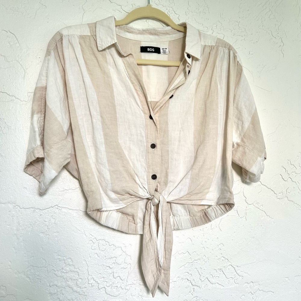 BDG (Urban Outfitters) Stripped Polo Tie Crop Top